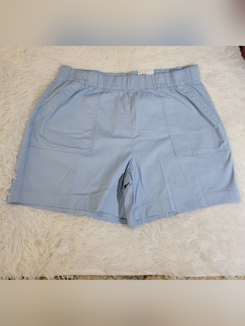 Croft & Barrow High Waisted Womens Light Blue Pull-On Twill Shorts XXL